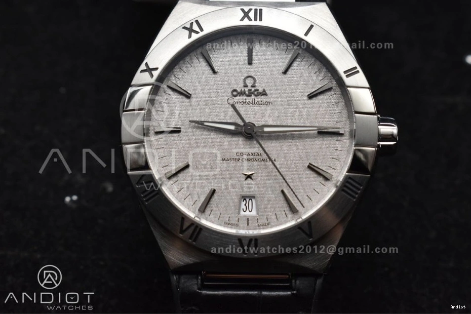 Gray Best Strap Constellation Edition 1:1 Gummy SS VSF Super A8900 on Black Clone Dial 0208